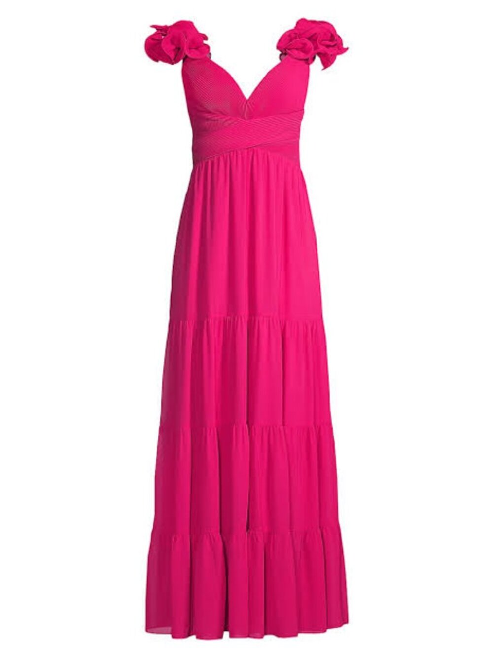 One33 Social NWT Ruffled-Shoulder Pleated Tiered Gown